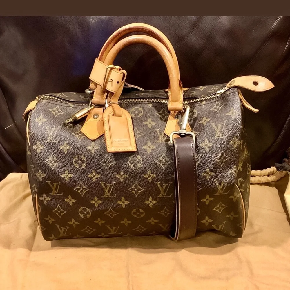 LOUIS VUITTON Speedy 30 LV Monogram Boston Duffle Travel Bag LV30 Dust Bag - Picture 3 of 17